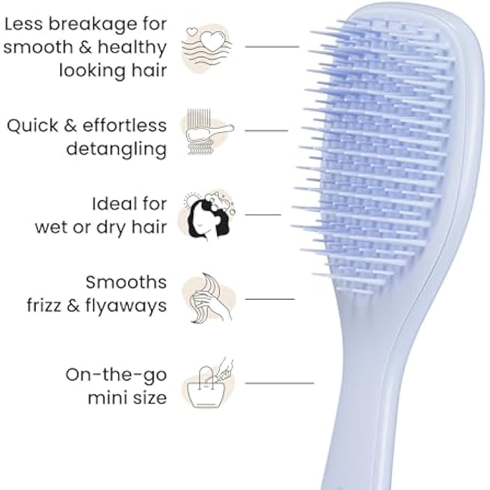 Tangle Teezer | The Mini Wet Detangler Hairbrush for Wet & Dry Hair | Perfect for Kids & Traveling | Eliminates Knots & Reduces Breakage | Digital Lavender - Image 4